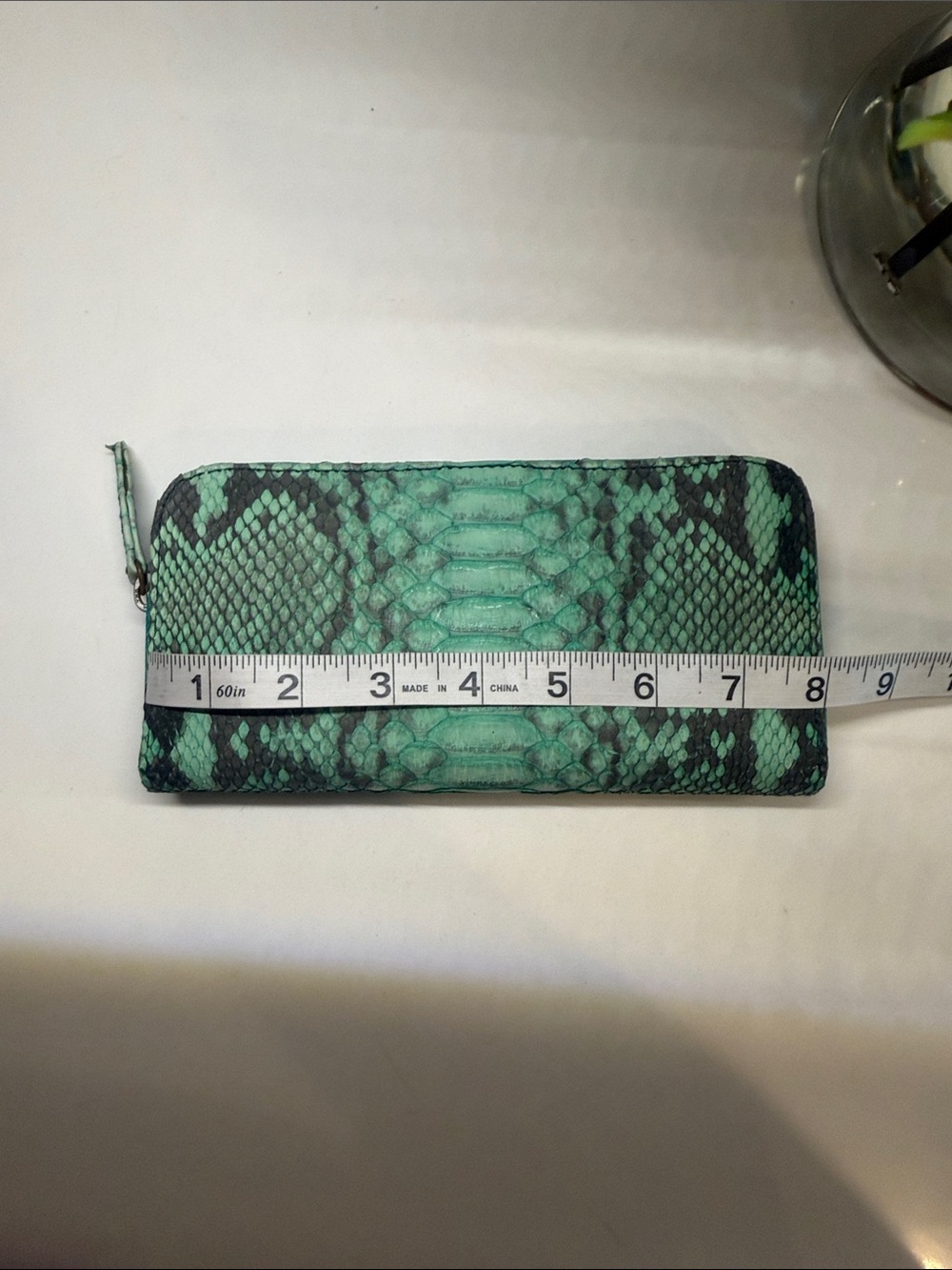 Green Python Skin Zip Wallet - Picture 4 of 7